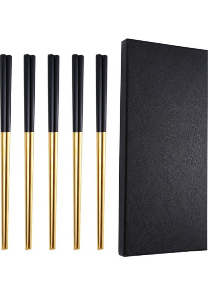 20 5 Adet/takım Yemek Çubukları 304 Paslanmaz Çelik Set Yemek Takımı Çatal Bıçak Takımı Kaymaz Kaymaz Sıcak Sofra Seti Kutusu ile Mutfak Aksesuarları (Yurt Dışından)