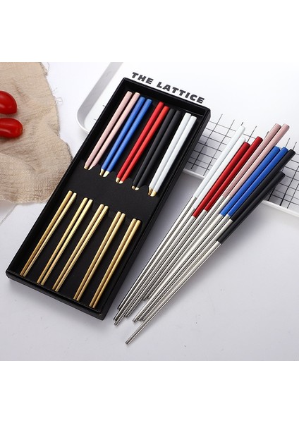 20 5 Adet/takım Yemek Çubukları 304 Paslanmaz Çelik Set Yemek Takımı Çatal Bıçak Takımı Kaymaz Kaymaz Sıcak Sofra Seti Kutusu ile Mutfak Aksesuarları (Yurt Dışından) fiyatları