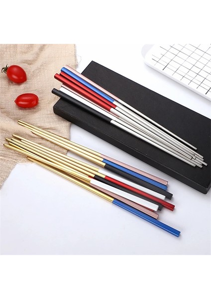 20 5 Adet/takım Yemek Çubukları 304 Paslanmaz Çelik Set Yemek Takımı Çatal Bıçak Takımı Kaymaz Kaymaz Sıcak Sofra Seti Kutusu ile Mutfak Aksesuarları (Yurt Dışından) modelleri