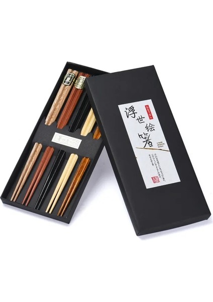 Kutu ile 5 Pairjapon Tarzı Ahşap Çubuklar Yeniden Kullanılabilir Doğal Kayın Çubuklarını Sofra Pizza Erişte Aracı Çin Seti (Yurt Dışından)