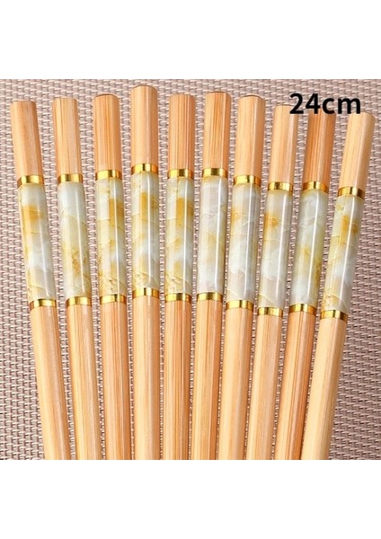 Sarı 5 Çift 5 Çift El Yapımı Doğal Bambu Ahşap Çubuklar Yeniden Kullanılabilir Suşi Gıda Sopa Hediye Sofra Kore Çubuklarını Set Sevimli Yemek Çubukları (Yurt Dışından)