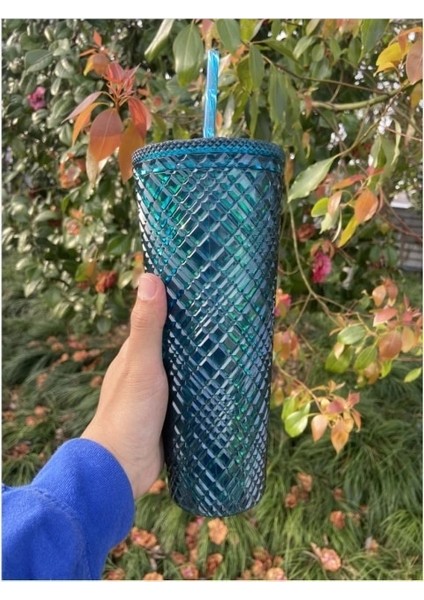 Kırmızı Su Bardağı 24 Oz Glitter/normal Eşkenar Dörtgen Desenli Bpa Içermeyen Kapaklı ve Samanlı Su Bardağı Yeniden Kullanılabilir Çift Katmanlı Buzlu Kahve Fincanları (Yurt Dışından)