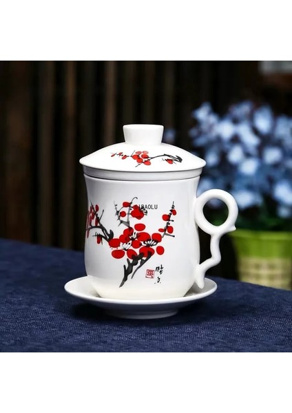 Q Mavi ve Beyaz Porselen Seramik Ofis Çay Kapaklı Bardak ve Filtre Yaratıcı Seramik El-Boyalı Su Bardağı Hediye Drinkware (Yurt Dışından) fiyatları