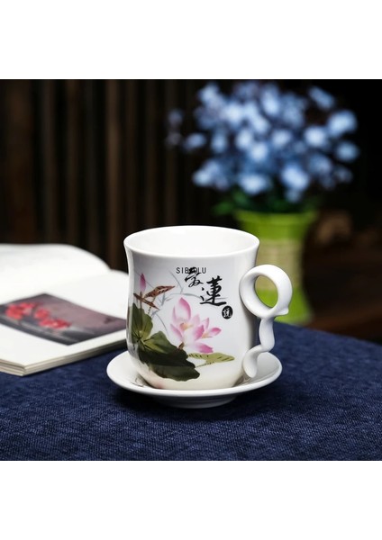 Q Mavi ve Beyaz Porselen Seramik Ofis Çay Kapaklı Bardak ve Filtre Yaratıcı Seramik El-Boyalı Su Bardağı Hediye Drinkware (Yurt Dışından) indirimleri