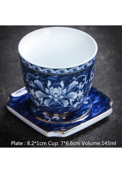 N Mavi ve Beyaz Çiçek Çay Fincan Tabağı ile Porselen Çay Kase Jingdezhen Seramik Kung Fu Çay Fincanı Kahve Bira Şarap Kupası (Yurt Dışından)