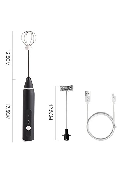 B-Black 3 In 1 Modu Elektrikli El Süt Köpürtücü Blender Taşınabilir Şarj Edilebilir Köpük Makinesi Yüksek Hızlı Içecek Mikser Kahve Köpürtücü Değnek (Yurt Dışından)