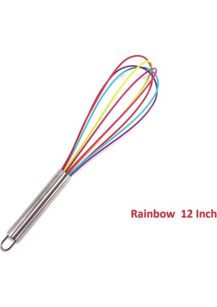 Gökkuşağı 12 Inç Manuel Kırmızı Yumurta Çırpıcı Paslanmaz Çelik Silikon Balon Çırpma Krema Mikser Karıştırma Karıştırma Çırpma Balon Bobin Tarzı Yumurta Araçları (Yurt Dışından)