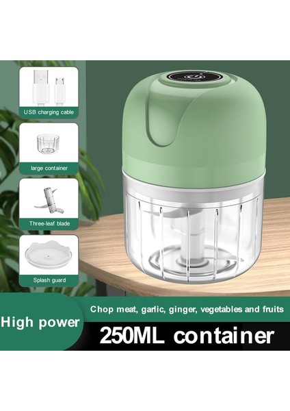 GREEN-250ML Yeni Sıcak 100/250ML USB Mini Kablosuz Elektrikli Sarımsak Ezici Basın Kıyma Sebze Biber Kıyma Makinesi Gıda Kıyıcı Mutfak Aletleri (Yurt Dışından)