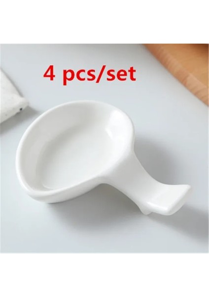 4 Adet Set 4 Adet Beyaz Seramik Sofra Japon Restoranı Basit Oval Kaşık Çubuk Tutucu Sopa Raf Braketi Gereçler Mutfak Için (Yurt Dışından)