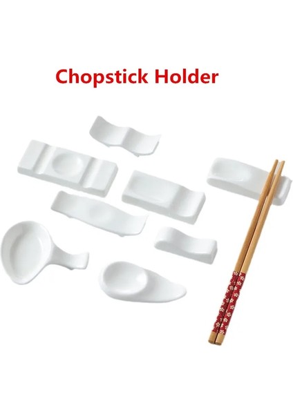 4 Adet Set 4 Adet Beyaz Seramik Sofra Japon Restoranı Basit Oval Kaşık Çubuk Tutucu Sopa Raf Braketi Gereçler Mutfak Için (Yurt Dışından)