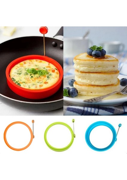4 Adet Turuncu 4 Adet Yuvarlak Yumurta Halkaları Yapışmaz Silikon Yumurta Kalıp Omlet Şekillendirici Kızarmış Yumurta Kalıp Kahvaltı Gözleme Kalıp Mutfak Pişirme Aletleri (Yurt Dışından)