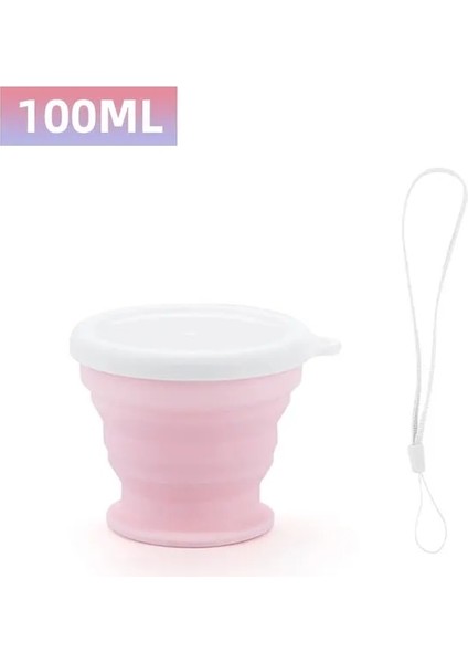 Pembe 100 ml Silikon Katlanır Kupa 60-350 ml Seyahat Kamp Arkadaşı Fincan Gıda Sınıfı Silikon Paslanmaz Çelik Çocuk Fincan Taşımak Için Okul Açık Kahve Handcup (Yurt Dışından)