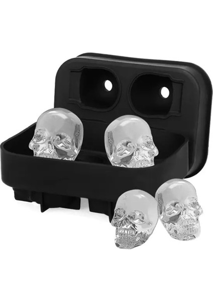 Kafatası 3D Kafatası Silikon Kalıp Buz Küpü Tepsi Kalıp Buz Küpü Makinesi Buz Topu Kalıbı Viski Şarap Kokteyl Buz Küpü Kalıp Buz Topu Kalıbı (Yurt Dışından)
