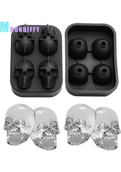 Kafatası 3D Kafatası Silikon Kalıp Buz Küpü Tepsi Kalıp Buz Küpü Makinesi Buz Topu Kalıbı Viski Şarap Kokteyl Buz Küpü Kalıp Buz Topu Kalıbı (Yurt Dışından) fırsatları