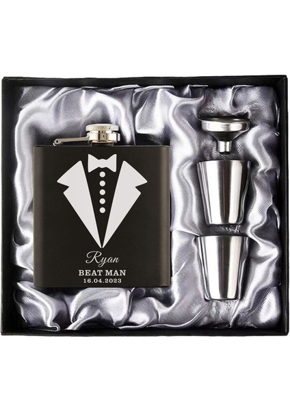 Stil 28 Kişiselleştirilmiş Isim Cep Şişesi Seti Doğum Günü Hediyesi Özel 6 Oz Paslanmaz Çelik Şişe Düğün Iyilik En Iyi Adam Damat Hediye Sağdıç Hediye (Yurt Dışından)