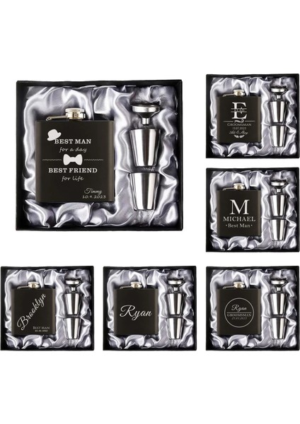 Stil 28 Kişiselleştirilmiş Isim Cep Şişesi Seti Doğum Günü Hediyesi Özel 6 Oz Paslanmaz Çelik Şişe Düğün Iyilik En Iyi Adam Damat Hediye Sağdıç Hediye (Yurt Dışından) fiyatları