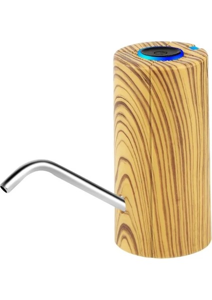 Ahşap Tahıl Taşınabilir Su Pompalı Dağıtıcı Su Şişesi Pompası Mini Namlulu Su Elektrikli Pompa USB Şarj Edilebilir Otomatik Şişe Anahtarı (Yurt Dışından)