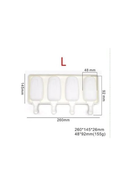 L 4 Hücre Silikon Dondurulmuş Dondurma Kalıp Suyu Popsicle Maker Çocuk Pop Kalıp Lolly Tepsi Silikon Kalıplar Kek Dekorasyon Pişirme T (Yurt Dışından)