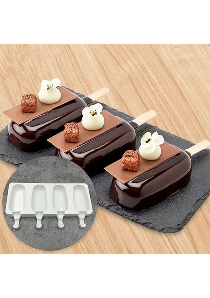 L 4 Hücre Silikon Dondurulmuş Dondurma Kalıp Suyu Popsicle Maker Çocuk Pop Kalıp Lolly Tepsi Silikon Kalıplar Kek Dekorasyon Pişirme T (Yurt Dışından) indirimleri