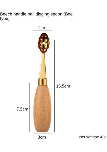 05 Havalandırma Deliği Oyma Bıçağı Modern Minimalist Ahşap Saplı Meyve Topu Kazıcı Dondurma Araçları 304 Paslanmaz Çelik Soyma Bıçağı (Yurt Dışından)