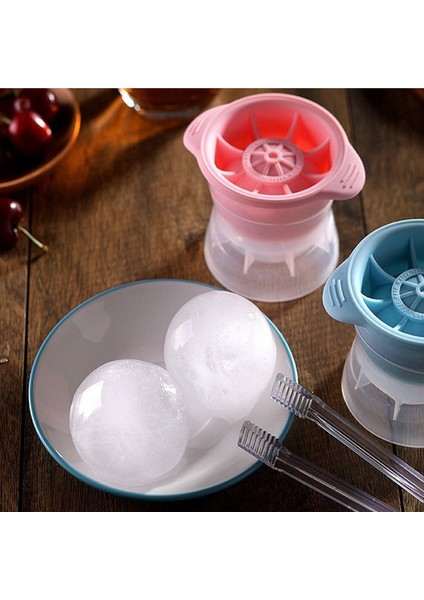 Pembe 8 cm Viski Yuvarlak Buz Küpü Makinesi Silikon Top Şekli Küresel Buz Küpü Kalıp Makinesi Hızlı Dondurucu Buz Kalıp Tepsisi Mutfak Aletleri (Yurt Dışından)