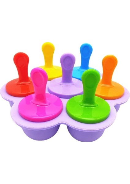 Açık Mor Buz Pops Kalıp Silikon Dondurma Kalıbı 7 Delik Gıda Sınıfı Popsicle Kalıp Dıy Gıda Takviyesi Araçları Bebek Meyve Sarsıntı Aksesuarları (Yurt Dışından)
