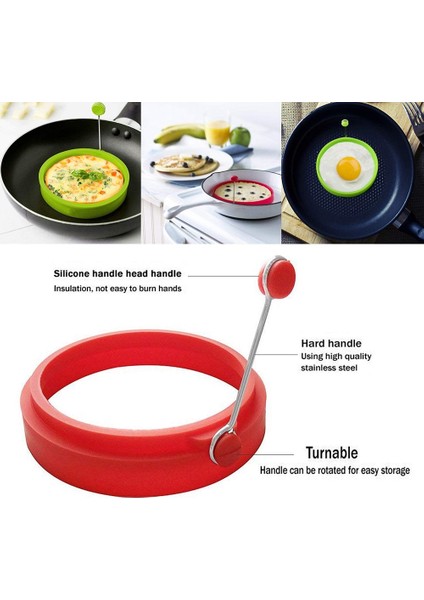 Kırmızı Yeni Silikon Kızarmış Yumurta Gözleme Halkası Omlet Kızarmış Yumurta Yuvarlak Yumurta Kalıp Pişirme Kahvaltı Kızartma Tavası Fırın Mutfak Aletleri (Yurt Dışından) modelleri