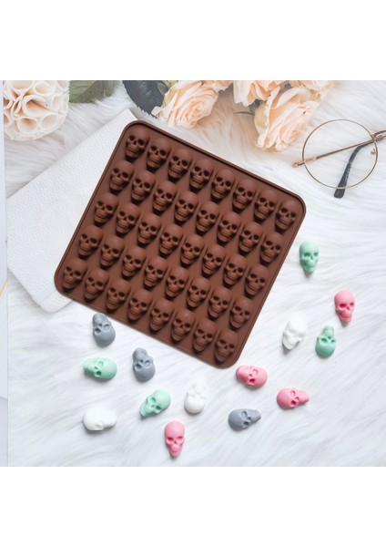 Kahve 40 Hücreler 3D Kafatası Buz Küpü Kalıp Silikon Buz Küpü Tepsi Buz Küpü Makinesi Dıy Viski Kokteyl Buz Topu Kalıp Çikolata Pasta Kalıp (Yurt Dışından) fiyatları