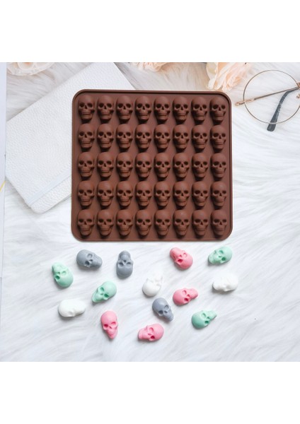 Kahve 40 Hücreler 3D Kafatası Buz Küpü Kalıp Silikon Buz Küpü Tepsi Buz Küpü Makinesi Dıy Viski Kokteyl Buz Topu Kalıp Çikolata Pasta Kalıp (Yurt Dışından) fırsatları