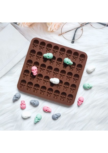 Kahve 40 Hücreler 3D Kafatası Buz Küpü Kalıp Silikon Buz Küpü Tepsi Buz Küpü Makinesi Dıy Viski Kokteyl Buz Topu Kalıp Çikolata Pasta Kalıp (Yurt Dışından) indirimleri
