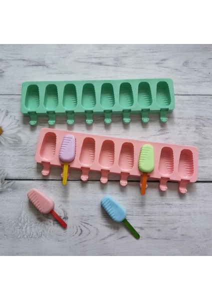 50MU 8 Delik Gıda Sınıfı Silikon Dondurma Kalıp Buz Pop Küp Popsicle Kalıp Sopalarla Tatlı Dıy Magnum Kek Kalıbı Dondurma Yapma Makinesi (Yurt Dışından)