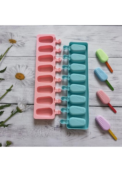 50MU 8 Delik Gıda Sınıfı Silikon Dondurma Kalıp Buz Pop Küp Popsicle Kalıp Sopalarla Tatlı Dıy Magnum Kek Kalıbı Dondurma Yapma Makinesi (Yurt Dışından)