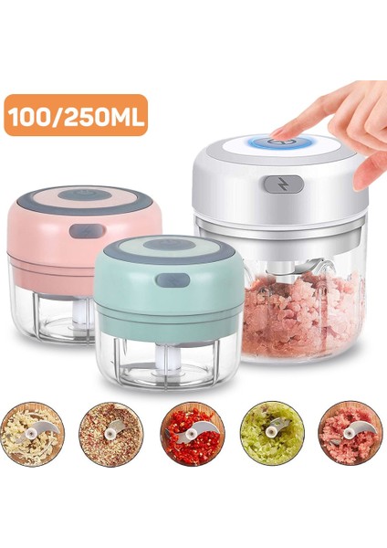Yeşil (100 Ml) Set 100/250 ml Mini Elektrikli Sarımsak Kıyıcı USB Şarj Zencefil Ezici Makinesi Sağlam Dayanıklı Biber Sebze Kırıcı Mutfak Gereçleri (Yurt Dışından)