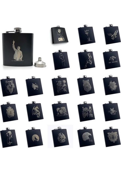 B Alalinong B110 Siyah Cep Şişesi 6 Oz Paslanmaz Çelik Kişiselleştirilmiş Lazer Kazınmış Şişe Alkol Likör Viski Rom Bir Huni ile (Yurt Dışından) fiyatları