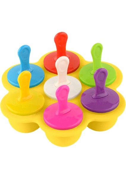 Sarı Buz Pops Kalıp Silikon Dondurma Kalıbı 7 Delik Gıda Sınıfı Popsicle Kalıp Dıy Gıda Takviyesi Araçları Bebek Meyve Sarsıntı Aksesuarları (Yurt Dışından)