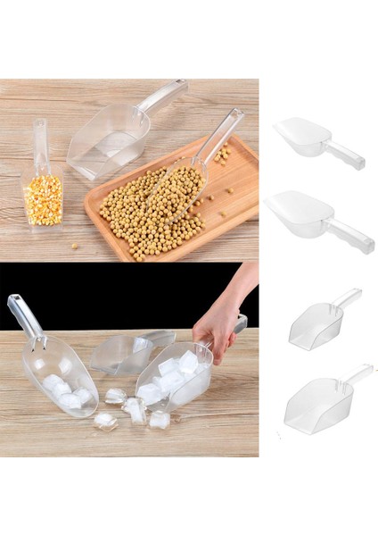 M-Kare Ağız Plastik Buz Kepçesi Temizle Dairesel/kare Ağız Şeffaf Kuru Mal Küreği Mini Tahıl Kaşık Çok Fonksiyonlu (Yurt Dışından)