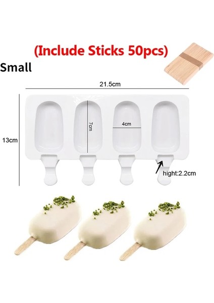 Set 1 4/8 Delik Silikon Dondurma Kalıp Buz Küpü Popsicle Kalıpları Sopalarla Dıy Tatlı Kek Kalıpları Ev Yapımı Araçları Dondurma Yapımcıları (Yurt Dışından)