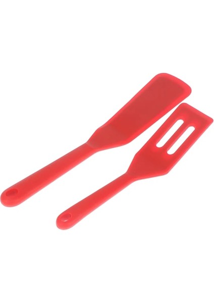 Kırmızı 2 Adet Silikon Spatula Seti Bisküvi Spatula Kızarmış Yumurta Spatula Biftek Spatula Tava Küçük Spatula Mutfak Aracı Pişirme Tencere Seti (Yurt Dışından)
