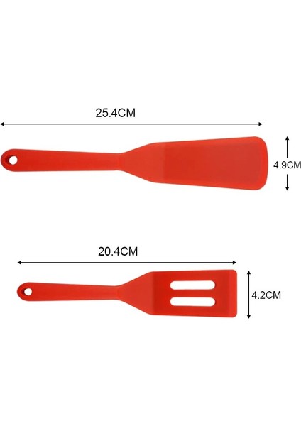 Kırmızı 2 Adet Silikon Spatula Seti Bisküvi Spatula Kızarmış Yumurta Spatula Biftek Spatula Tava Küçük Spatula Mutfak Aracı Pişirme Tencere Seti (Yurt Dışından)
