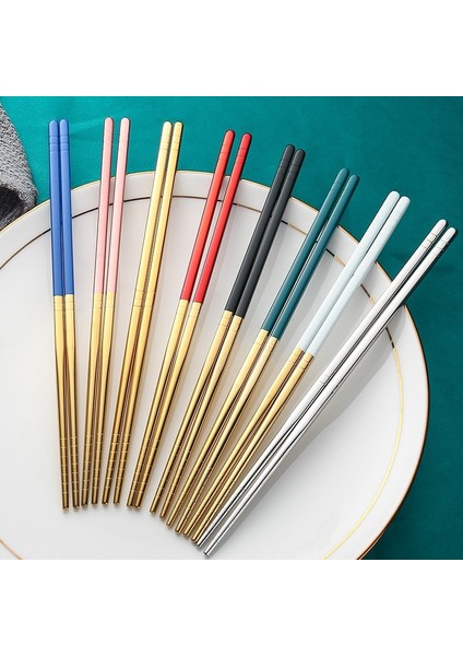 Gümüş Renk 1 Çift Altın Parlak Paslanmaz Çelik Çubuklarını Kore Tarzı Metal Çubuk Yemek Sofra Taşınabilir Yeniden Kullanılabilir Kitchentool (Yurt Dışından) fiyatları