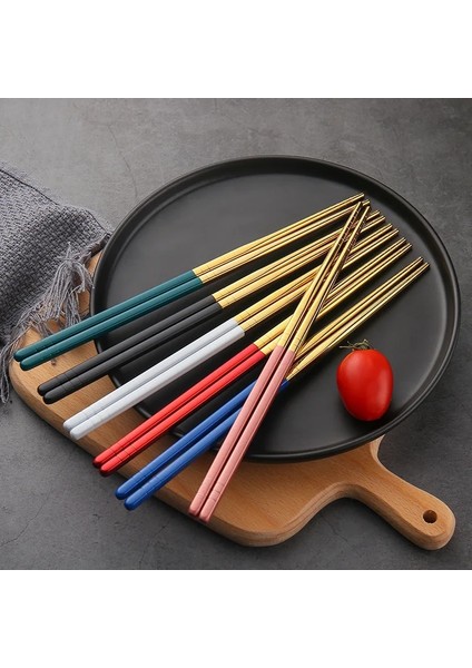 Gümüş Renk 1 Çift Altın Parlak Paslanmaz Çelik Çubuklarını Kore Tarzı Metal Çubuk Yemek Sofra Taşınabilir Yeniden Kullanılabilir Kitchentool (Yurt Dışından) fırsatları
