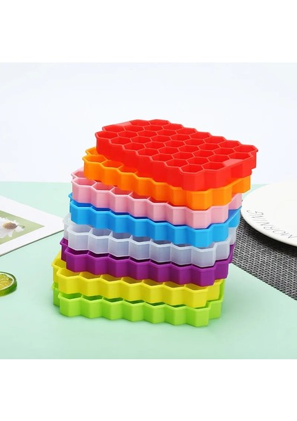 Yeşil Kapaklı 37 Izgara Petek Silikon Buz Küpü Kalıbı Büyük Kapasiteli Buz Tepsisi Kalıbı Yeniden Kullanılabilir Gıda Sınıfı Buz Makinesi Kapaklı Popsicle Kalıbı (Yurt Dışından) fiyatları