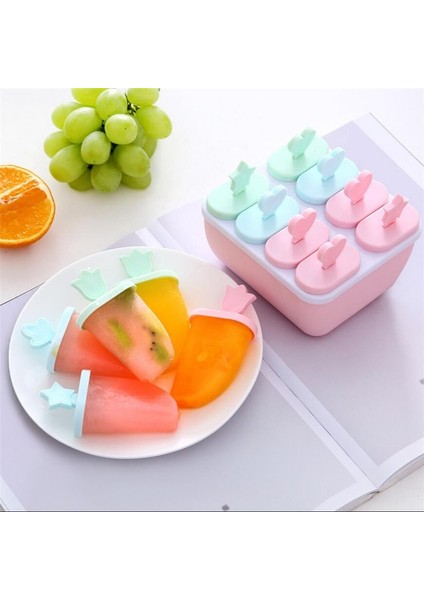 Bir Silikon Dondurma Kalıpları 4 Hücre Dondurulmuş Buz Küpü Kalıpları Buzlu Şeker Makinesi Dıy Ev Yapımı Dondurucu Lolly Kalıp Ücretsiz Sticks ile Gıda Güvenli (Yurt Dışından) modelleri