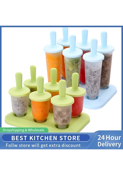 B-Blue Dondurma Kalıpları 6 Popsicle Kalıp Seti Popsicle Buz Tepsisi Dıy Dondurma Sopa Kapaklı Yeniden Kullanılabilir Buz Kalıp Mutfak Aksesuarları (Yurt Dışından) fiyatları