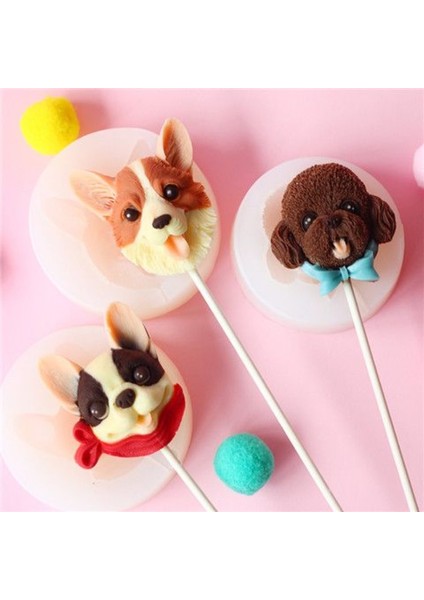 Turuncu Çoklu Köpek Türleri Teddy Bulldog Köpek Çikolata Lolipop Silika Jel Kalıp Sert Şeker Çevirme Şeker Damlama Kalıbı (Yurt Dışından) fiyatları