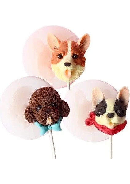 Turuncu Çoklu Köpek Türleri Teddy Bulldog Köpek Çikolata Lolipop Silika Jel Kalıp Sert Şeker Çevirme Şeker Damlama Kalıbı (Yurt Dışından) modelleri