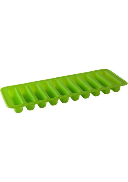 Yeşil 10 Izgaralar Uzun Şerit Şekli Silikon Buz Küpü Kalıp Diy Pişirme Kalıp Buz Küpü Makinesi Silikon Sosis Hot Dog Su Şişesi Kalıp (Yurt Dışından)