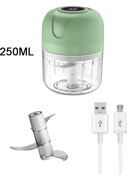 Yeşil 250 ml Mini Elektrikli Sarımsak Kıyıcı USB Kıyma Makinesi Sarımsak Ezici Makinesi Sağlam Dayanıklı Ezilmiş Zencefil Sebze Kırıcı Mutfak Aracı (Yurt Dışından)