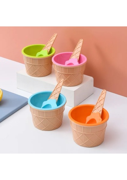 Sarı Çocuk Renkli Dondurma Kase Koni Kaşık Seti Plastik Kase Çocuklar Parti Tart Tarzı Tatlı Küçük Kase Mutfak Aksesuarları Araçları (Yurt Dışından) modelleri