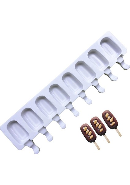 S 4/8 Delik Silikon Dondurma Formları Popsicle Kalıpları Dıy Ev Yapımı Tatlı Dondurucu Meyve Suyu Buz Pop Küp Yapımcısı Kalıp Sopalarla (Yurt Dışından)